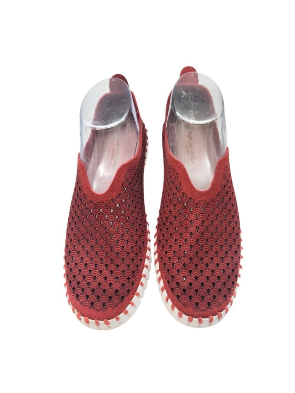 Ilse Jacobsen Tulip Red Perforated Nubuck Slip On Shoes Flats Size EU 38 (US 8)